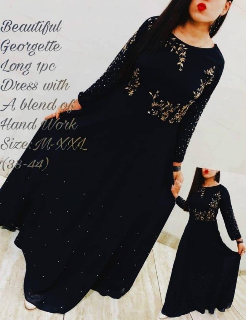 Women's Georgette Long Length Flared Kurtas